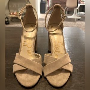 Sam Edelman Yancy Block Heel Nude Suede